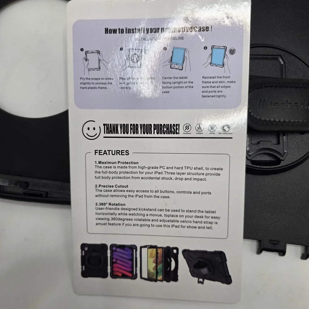 Miesherk Galaxy Tab A7 Lite 8.7 Case Black Rugged 360 Rotation Kickstand SM-T220